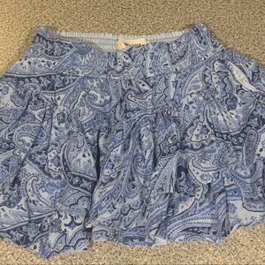 Hollister Floral Paisley Ruffle Mini Skirt, Blue & White, XS